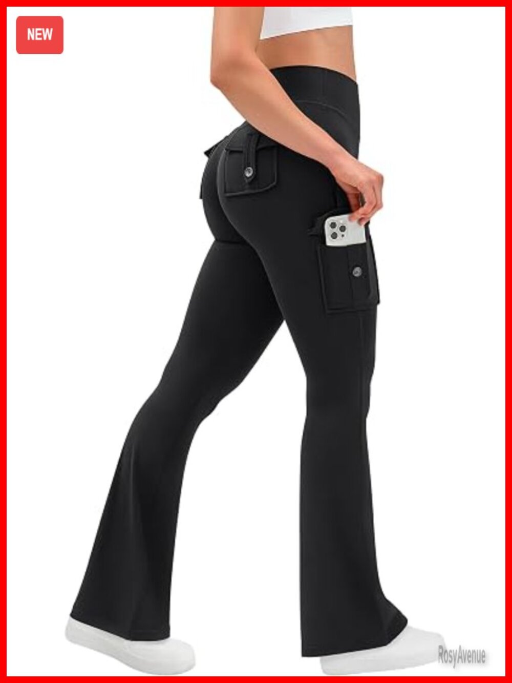 Yoga Pants Flare Leggings with Cargo Pockets Scrunch Butt Lifting High Waist